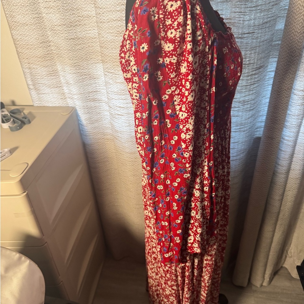 ASOS Red Floral Long Sleeve Dress - Picture 6 of 11